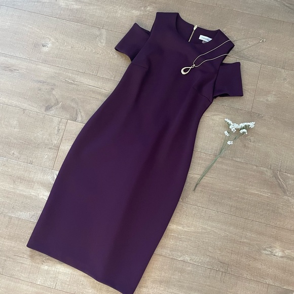 Calvin Klein purple cold shoulder dress - Picture 2 of 5